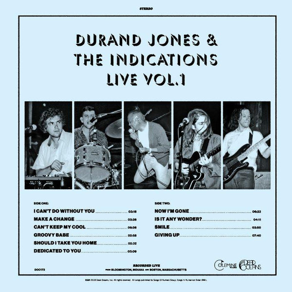 DURAND JONES & THE INDICATIONS - Live Vol. 1 LP [Translucent Blue